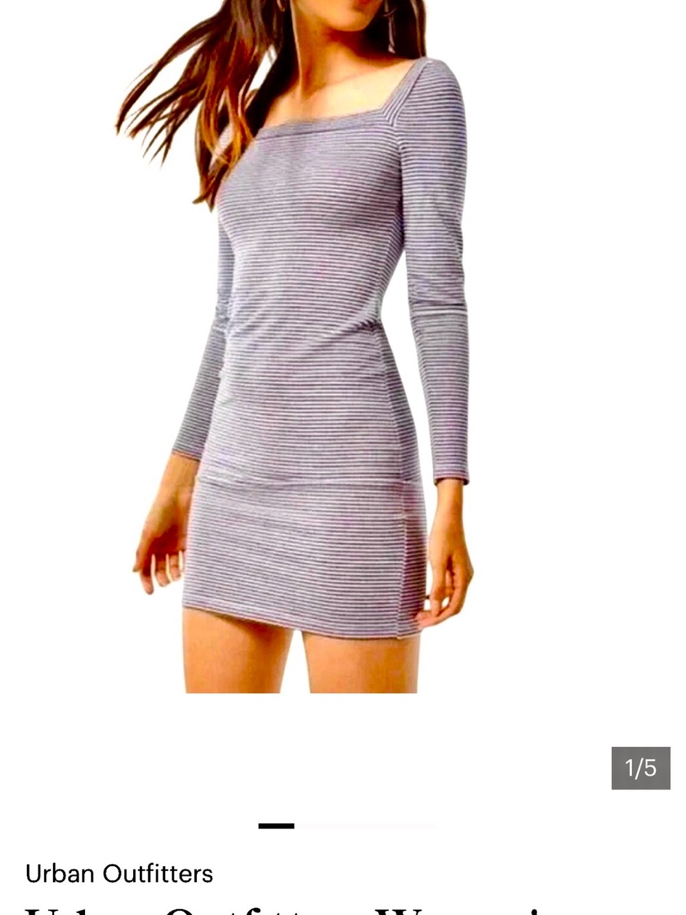 Urban Outfitters blue and white Striped Square-Neck Mini Dress